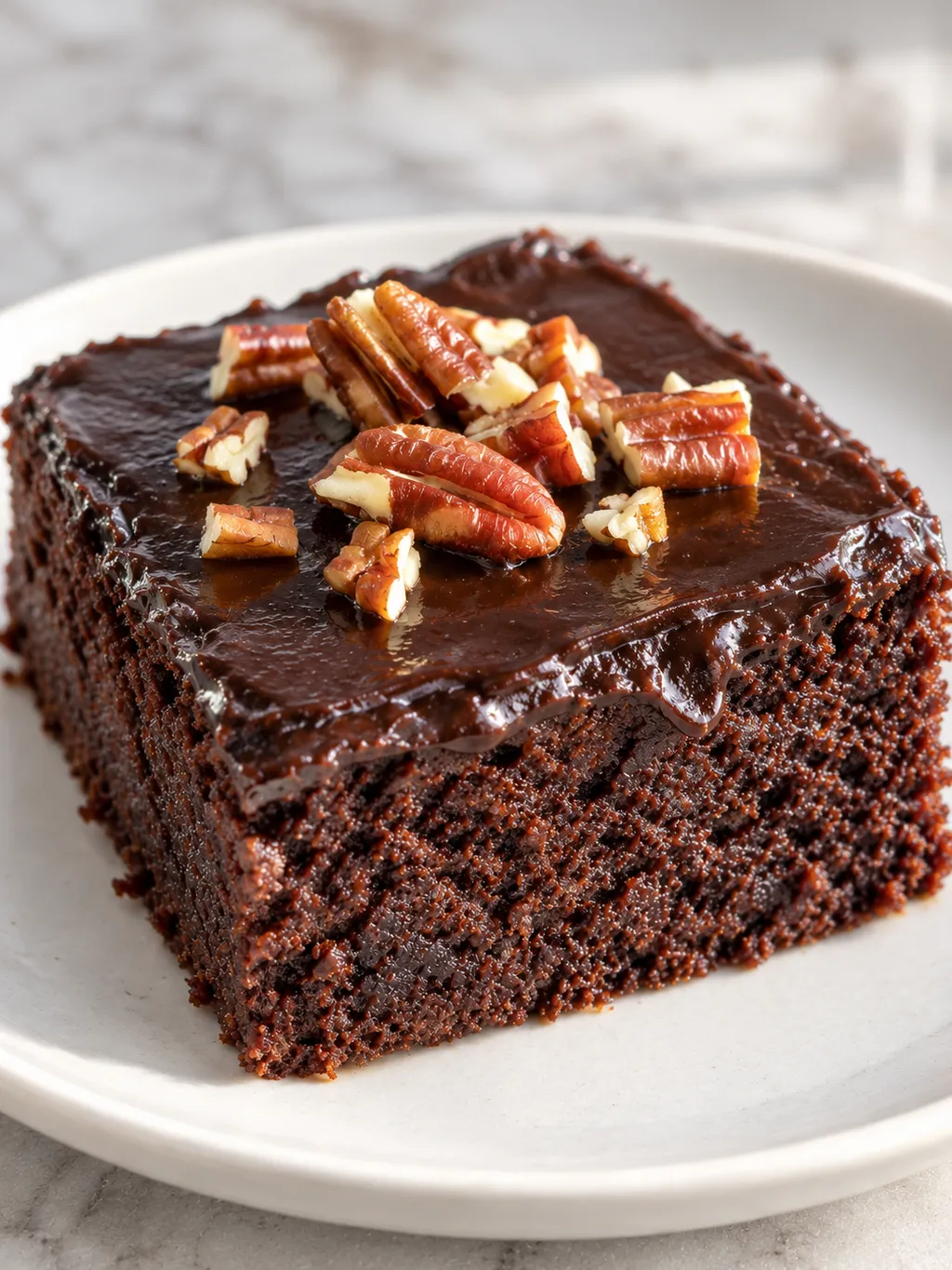 Brownie z czerwonej fasoli z ciemną polewą i orzechami