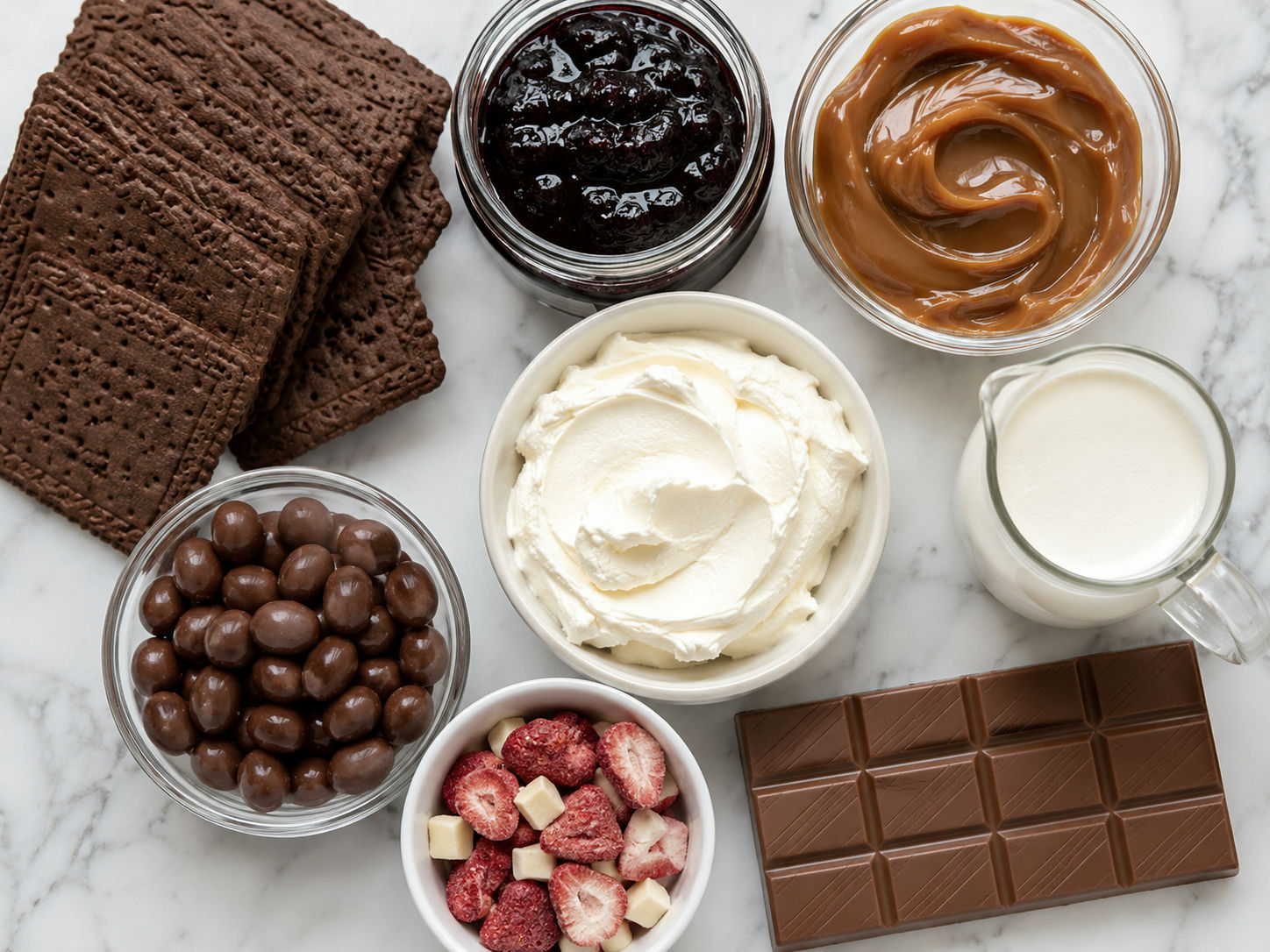 Składniki na ciasto bez pieczenia z kajmakiem i mascarpone