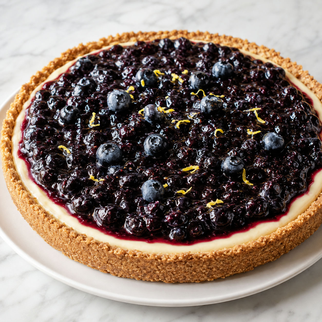 Keto tarta borówkowa z kremem mascarpone i błyszczącymi borówkami