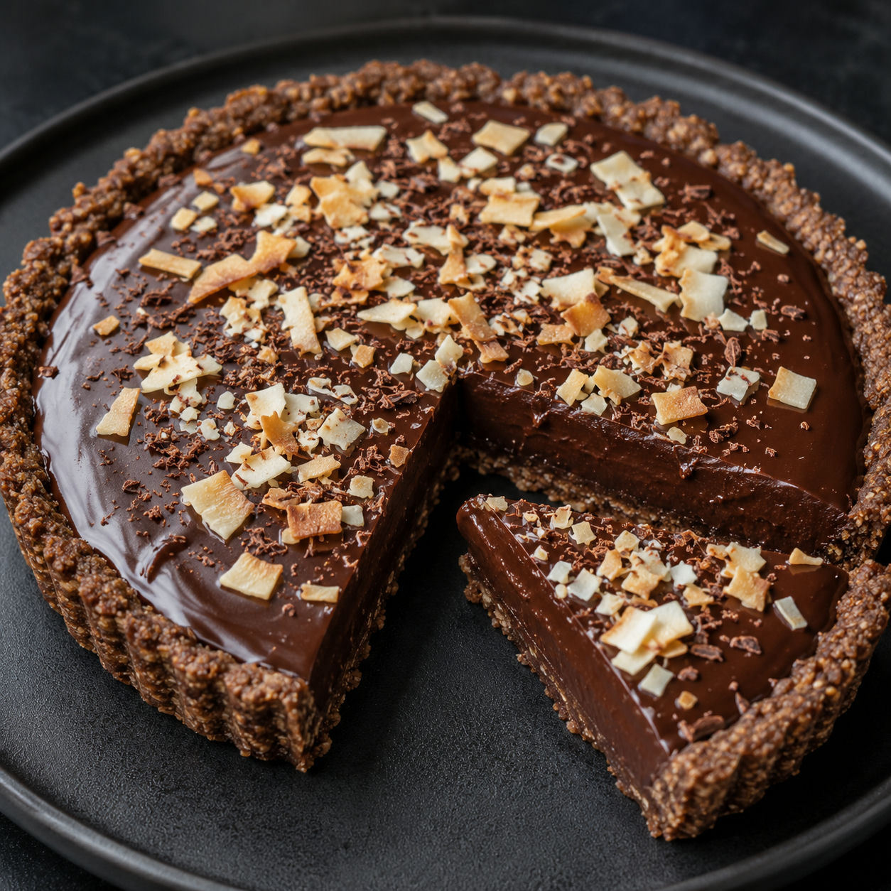 Keto tarta czekoladowo-kokosowa z prażonym kokosem