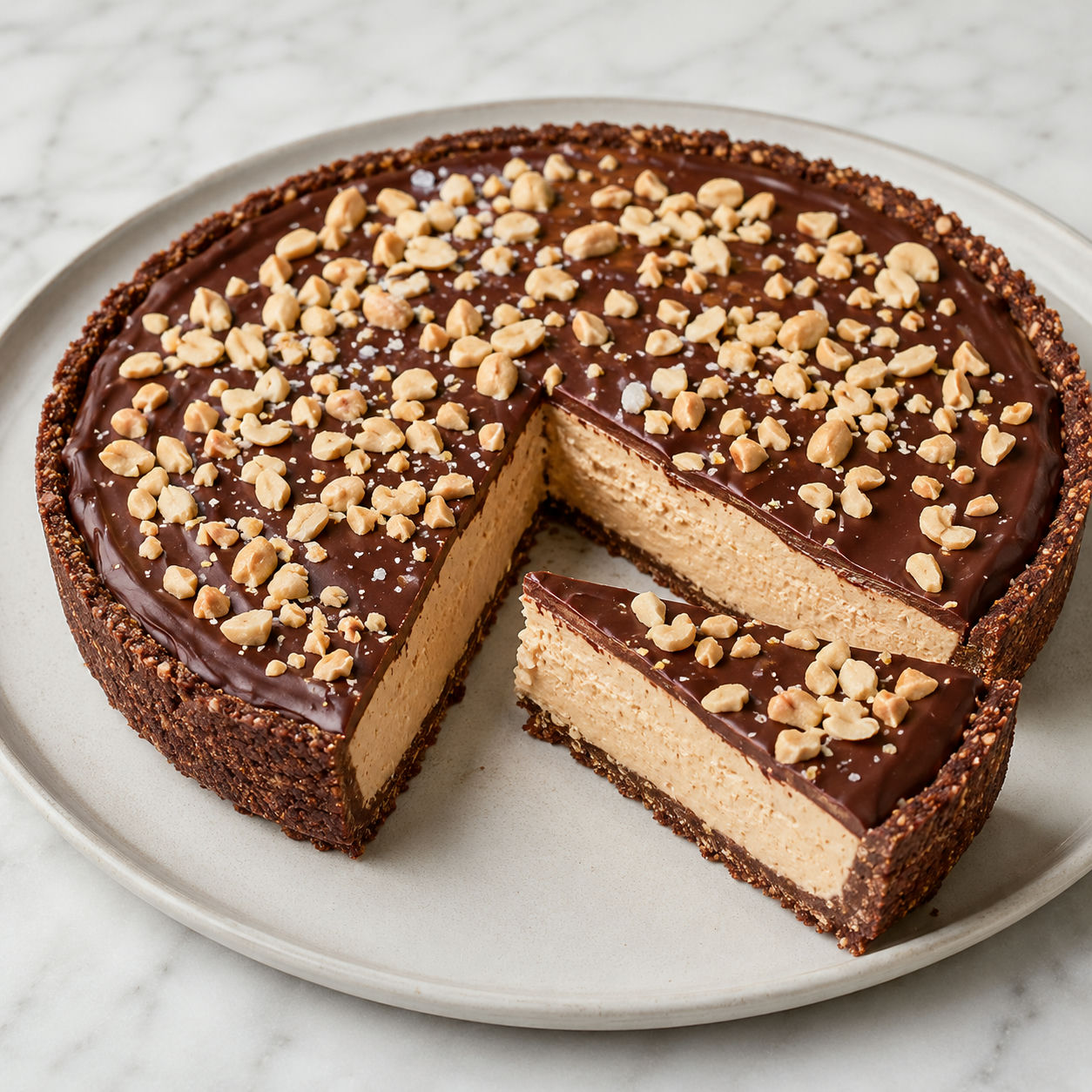 Keto tarta orzechowo-czekoladowa z ganache i prażonymi orzeszkami
