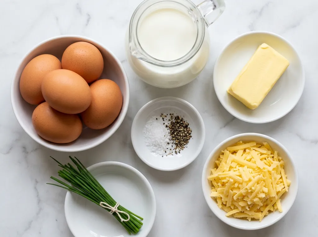 Raw pork loin chops, flour, eggs, and breadcrumbs for breaded cutlets