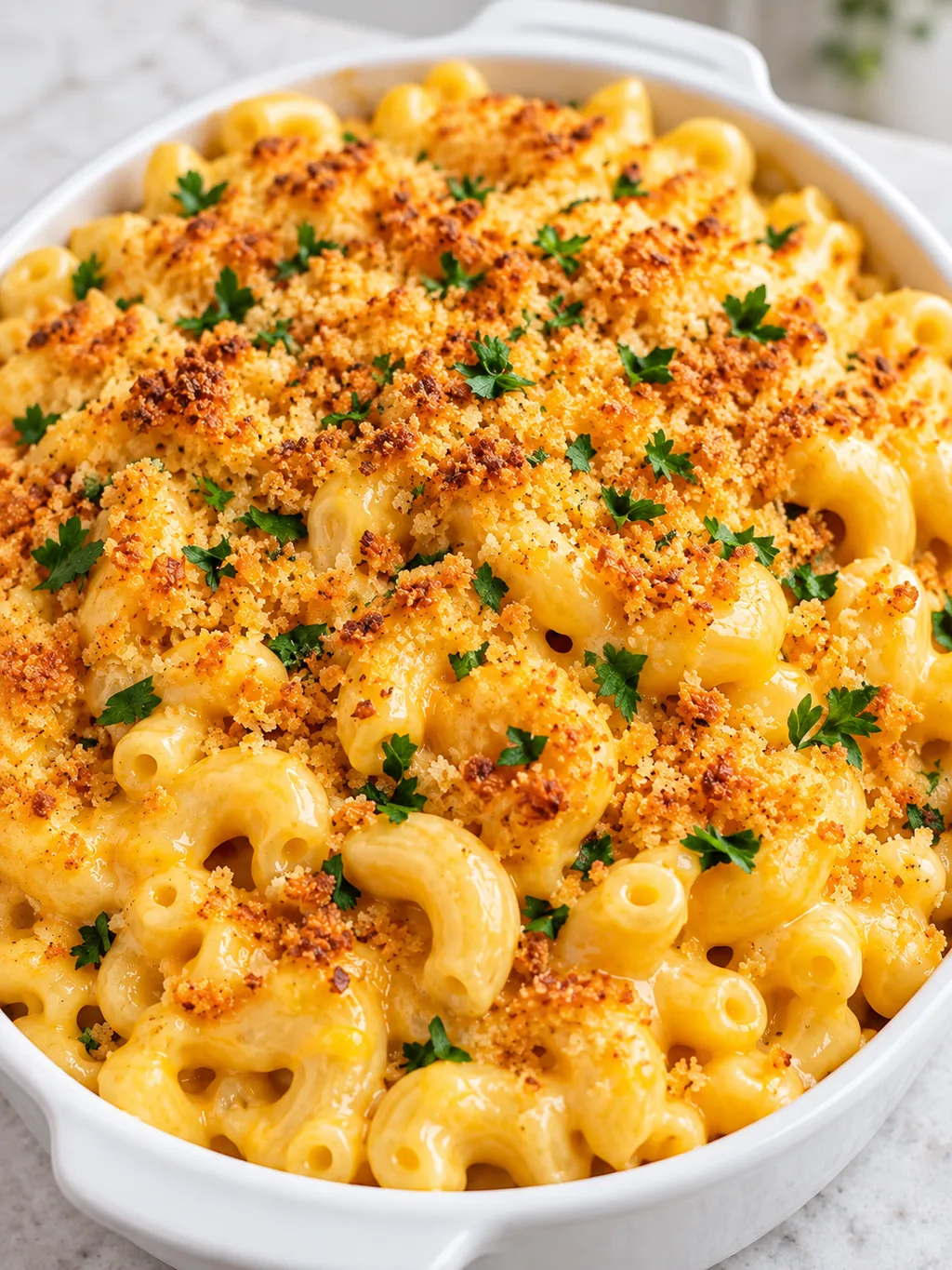 Rumiane mac and cheese z kremowym sosem serowym i natką