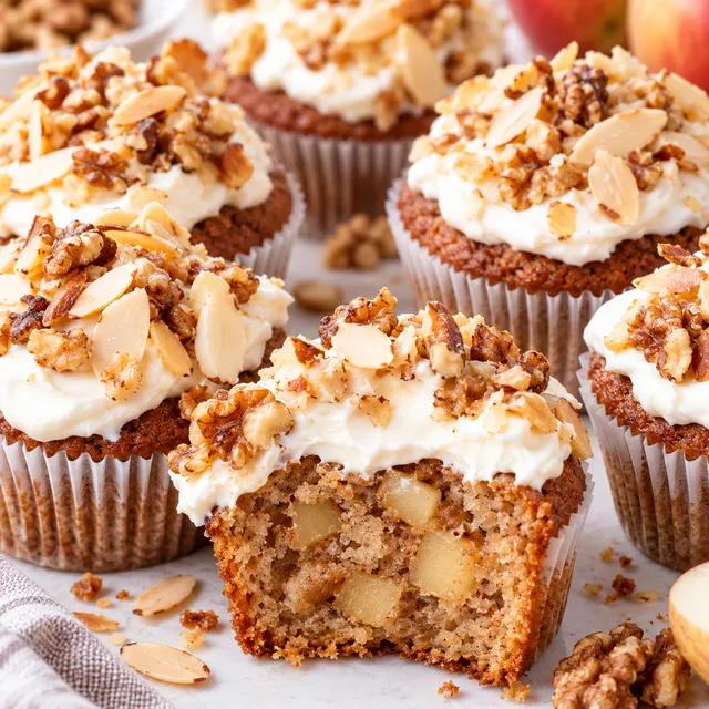 Muffiny z jabłkami z kremowym serkiem i prażonymi orzechami