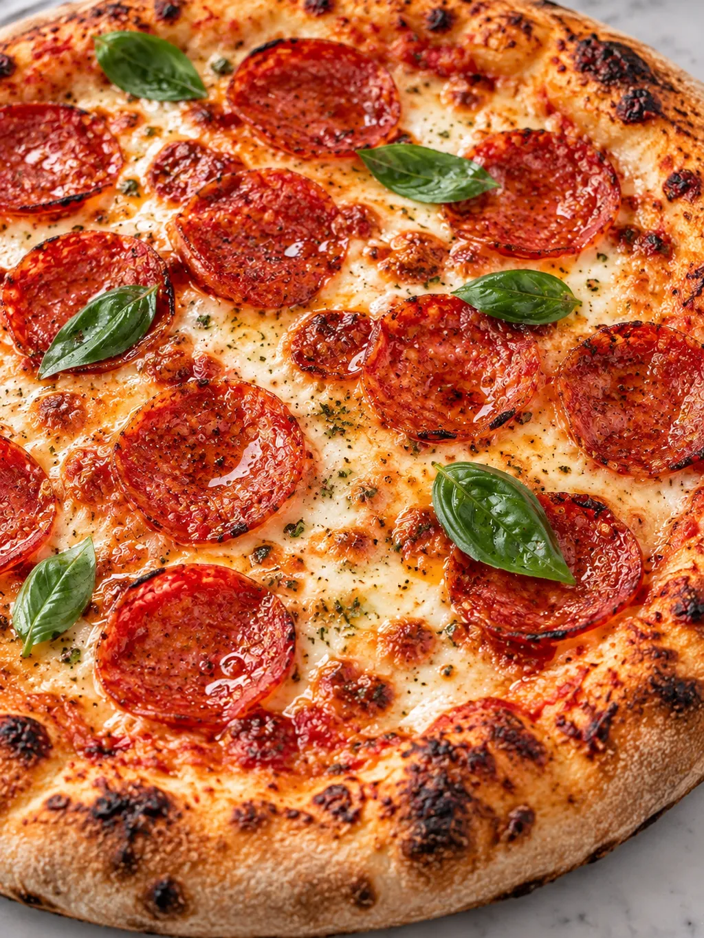 Pizza pepperoni z chrupiącym rantem i roztopioną mozzarellą