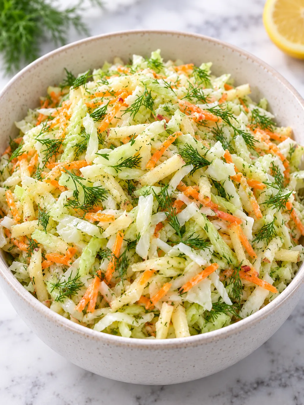 Miska surówki z białej kapusty z jabłkiem i koperkiem